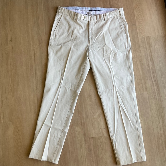 Peter Millar Pants Chino Pima Cotton flat front light Beige Stone size 38 Golf - Picture 2 of 16